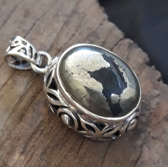 Pyrite in Magnetite Sterling Silver Pendant - Picture 6 of 6